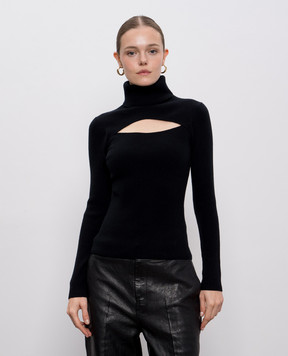Allude Чорний гольф з вовни та кашеміру в рубчик 25517721