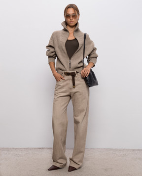 Brunello Cucinelli Коричневый кардиган из кашемира и шерсти MBM753506P