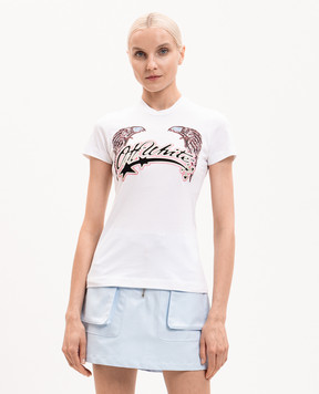 Off-White Біла футболка Double Eagle з кристалами Swarovski 29A00308T