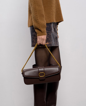 Twinset Коричневая кожаная сумка с логотипом 252TD836A