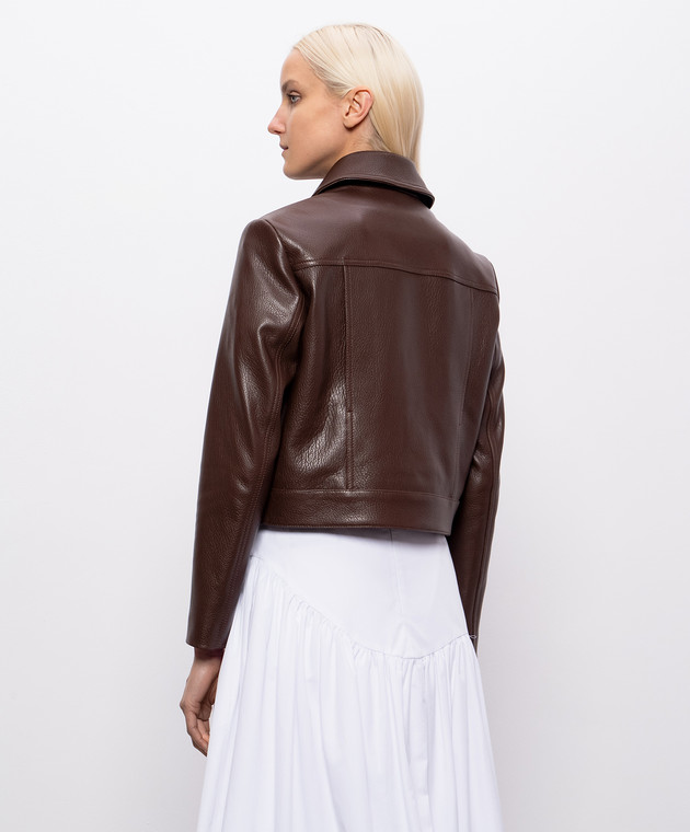 Babe Pay Pls Коричневая укороченная кожаная куртка 2424ИЗМASTON изображение 4