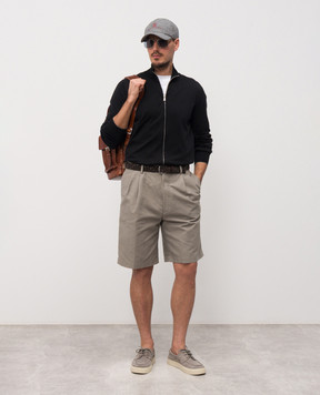 Brunello Cucinelli Шорти кольору хакі з льоном MH262G0620