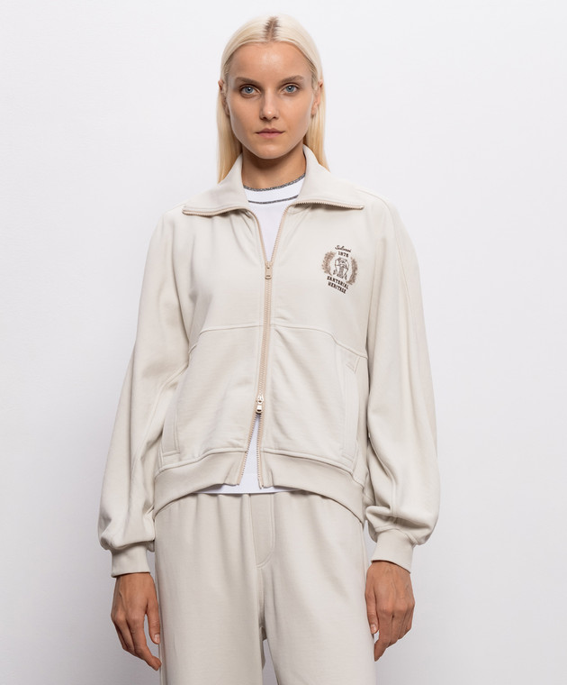 Brunello Cucinelli Спортивная куртка цвета айвори с вышивкой логотипа MN05NB2X06 изображение 3