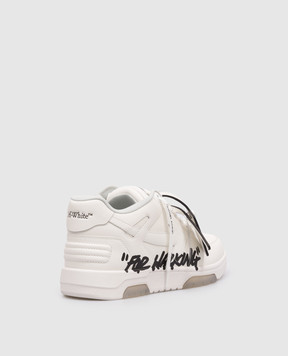 Off-White Білі шкіряні кросівки Out Of Office For Walking з принтом OMIA189C99LEA01A