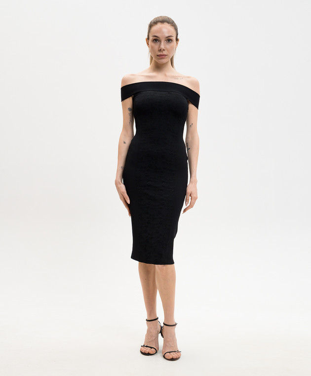 Alexander McQueen Чорна сукня з відкритими плечима 870413Q1BG2 зображення 3