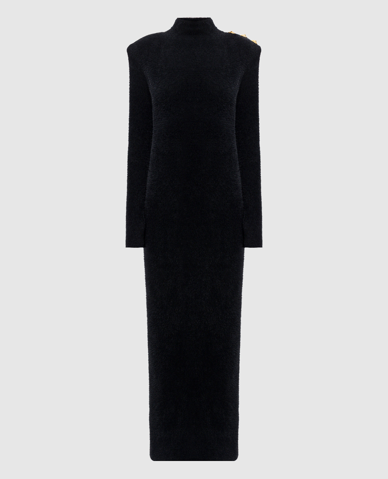 

Черное платье макси с акценными плечами, Черный, Повседневные платья