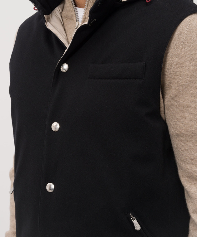 Brunello Cucinelli Чорний пуховий жилет з вовни з капюшоном MM4701775 зображення 5