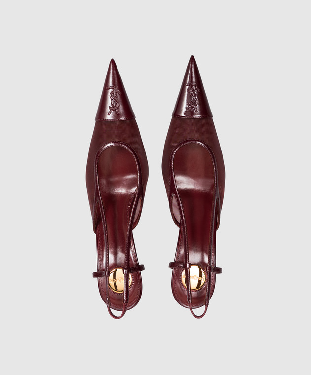 Saint Laurent Бордовые слингбеки RENÉE с монограммой 869662AAGMC изображение 4