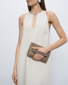 Peserico Коричневый кожаный клатч с цепочкой мониль E38387C0RCC845