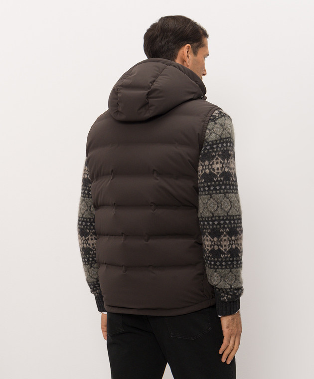 Brunello Cucinelli Коричневий пуховий жилет MV4061605 зображення 4