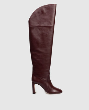 Stuart Weitzman Бордовые кожаные ботфорты BABETTE SM453