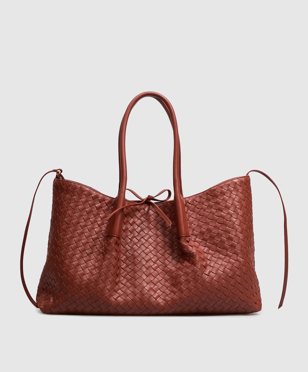 Bottega Veneta Терракотовая кожаная сумка-тоут Pinacoteca 817166V5AG1