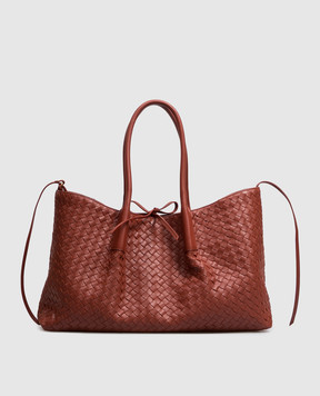 Bottega Veneta Терракотовая кожаная сумка-тоут Pinacoteca 817166V5AG1