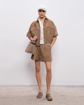 Brunello Cucinelli Коричневая рубашка в узор MQ988MW306