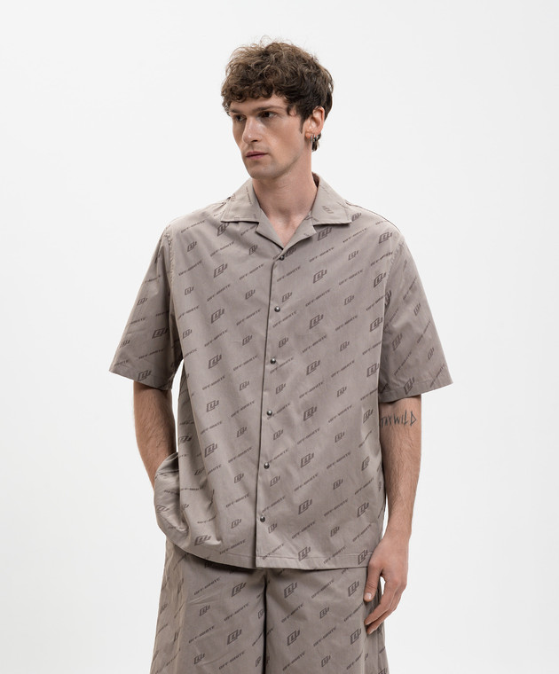 Off-White Сіра сорочка у візерунок 44XGG01FS26F008 зображення 3