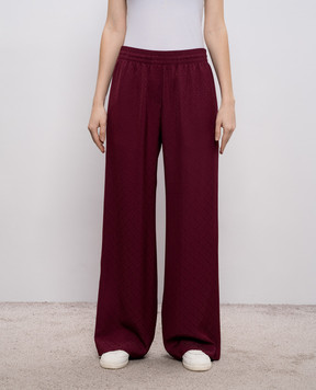 Casablanca Бордовые брюки из шелка в узор WSP26TR37201