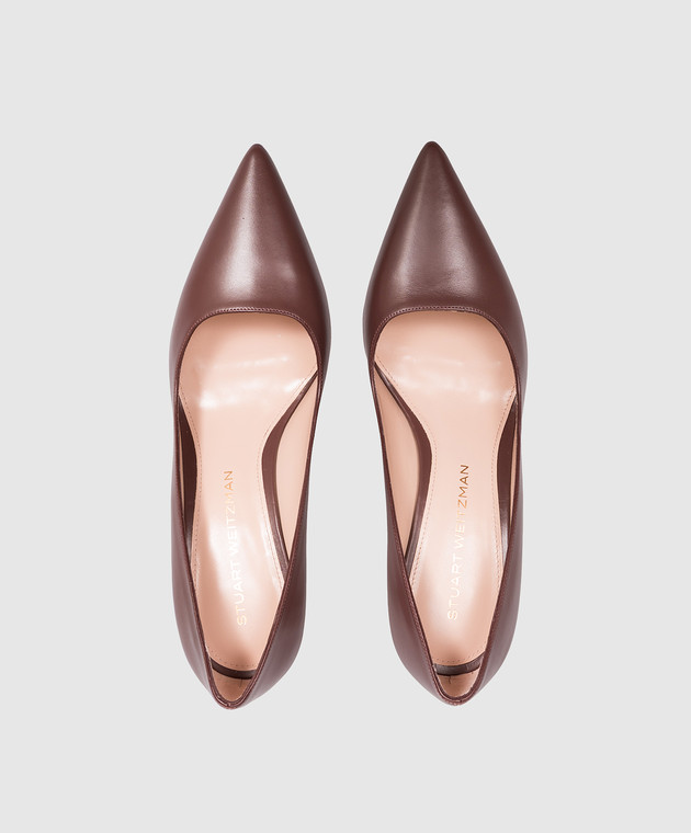 Stuart Weitzman Коричневые кожаные туфли POWER SK328 изображение 4