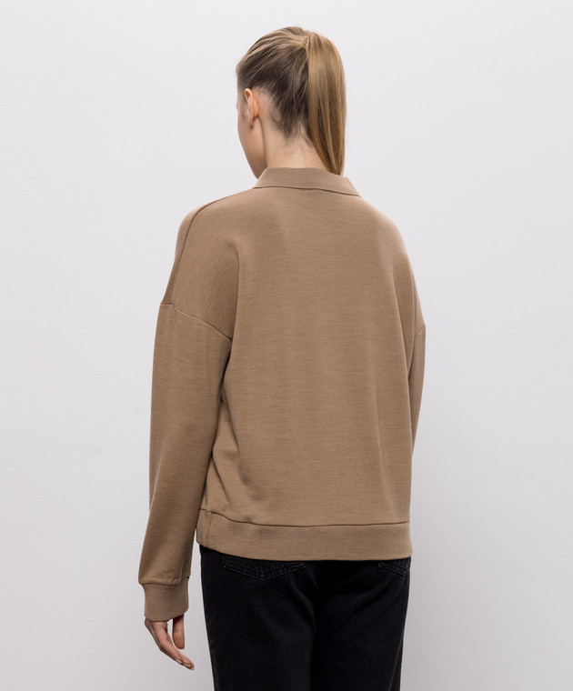 Max Mara Коричневый джемпер ALPACA из шерсти MXMALPACA изображение 4