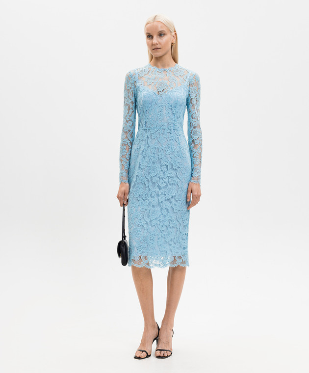 Dolce&Gabbana Голубое платье из кружева F6M0DTILMDR изображение 2