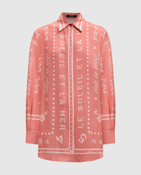 Balmain Розовая блуза в брендовый принт GF0HS435VI92