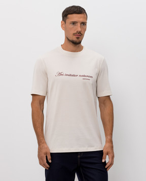 Brunello Cucinelli Футболка с вышивкой надписи цвета айвори M0B138518