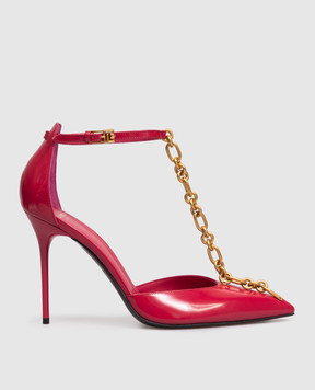 Balmain Рожеві шкіряні глянцеві туфлі Sync з ланцюгом GN1UA152LNPX