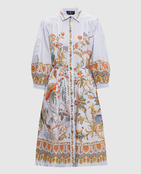 Etro Голубое платье-рубашка с цветочным принтом WRHA025899SP5I5