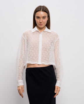 Ermanno Scervino Біла укорочена блуза з мережива D482K344APEWF