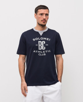 Brunello Cucinelli Синяя футболка с принтом M0B131001G