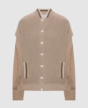 Brunello Cucinelli Бежевий кардиган подвійної конструкції M19759406