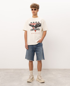 Rhude Футболка кольору айворі Stage Racing RHFW26TT08012