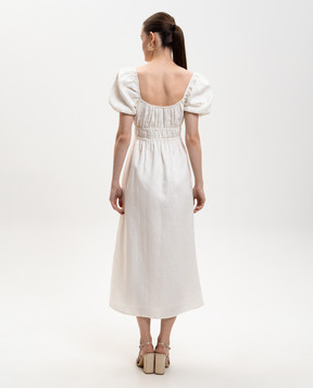 Faithfull Біла сукня міді Brigitte з льону FFC05WHT
