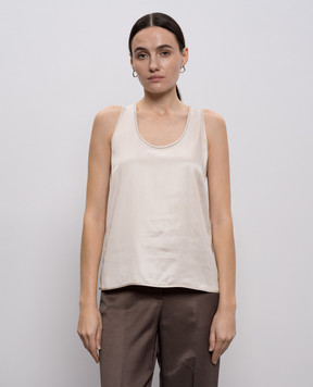 Peserico Бежевий топ з ланцюжком моніль A0848106638