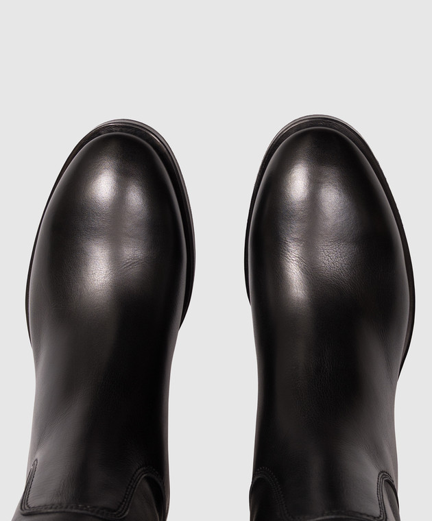 Santoni Чорні шкіряні чоботи WSHM57520BJ2BLGA зображення 4