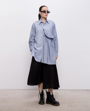 Y`S Yamamoto Блакитна сорочка в смужку з рюшами YKB04804