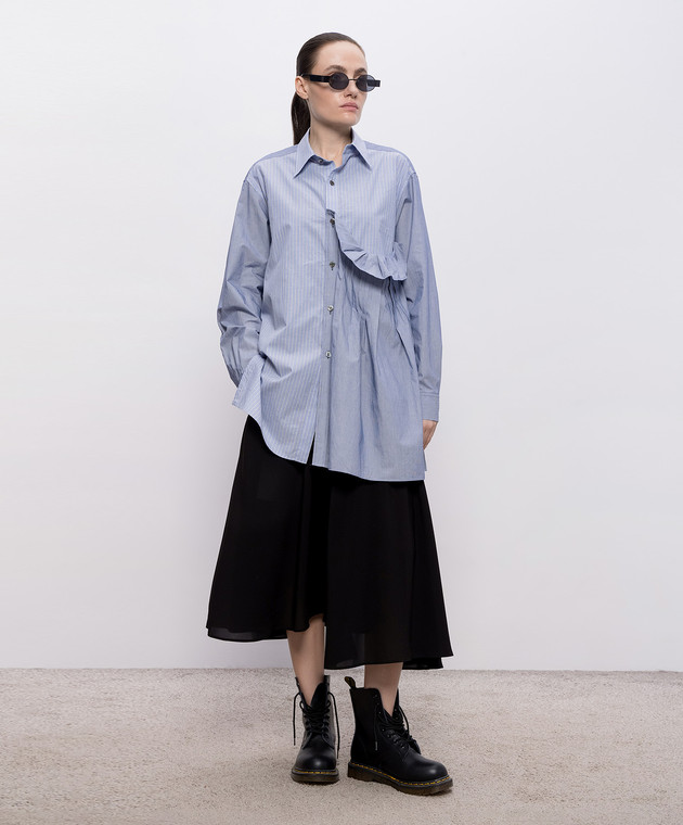 Y`S Yamamoto Блакитна сорочка в смужку з рюшами YKB04804 зображення 2