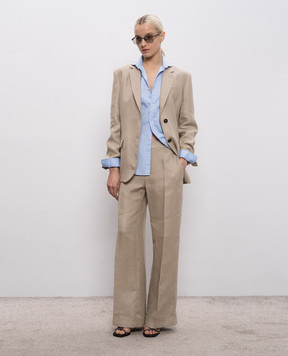 Brunello Cucinelli Бежевый жакет из льна с цепочкой мониль MH5277519