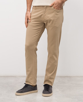 ISAIA Бежеві штани з патчем логотипа PNT005X0059