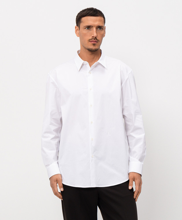 Saint Laurent Біла сорочка з вишивкою монограми логотипа 859779Y2N48 зображення 2