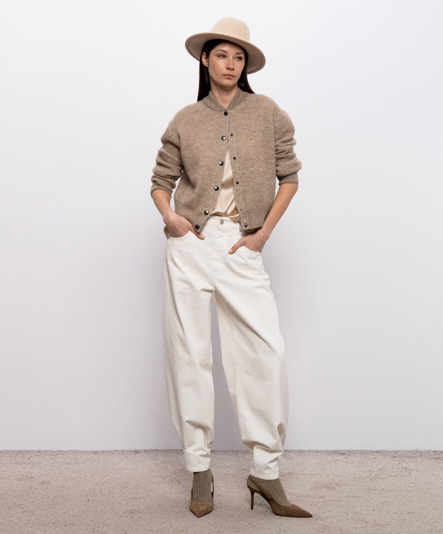 Brunello Cucinelli Бежевый топ из шелка MPC59EH500 изображение 2