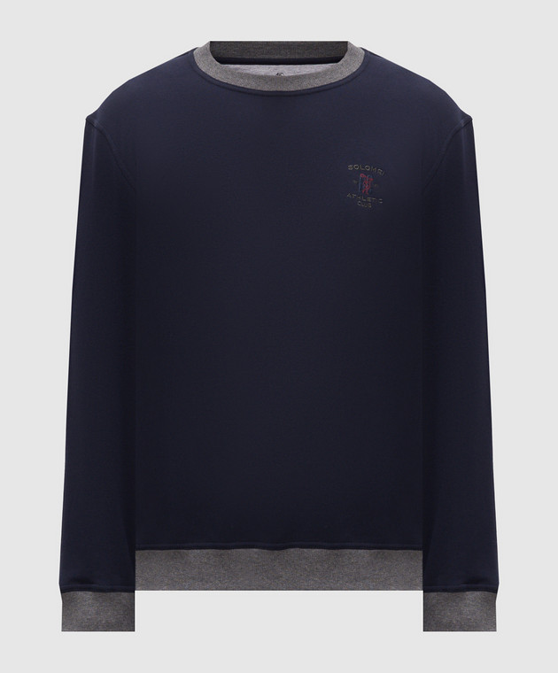 Brunello Cucinelli Синий свитшот с вышивкой MM8263390G