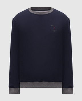 Brunello Cucinelli Синий свитшот с вышивкой MM8263390G