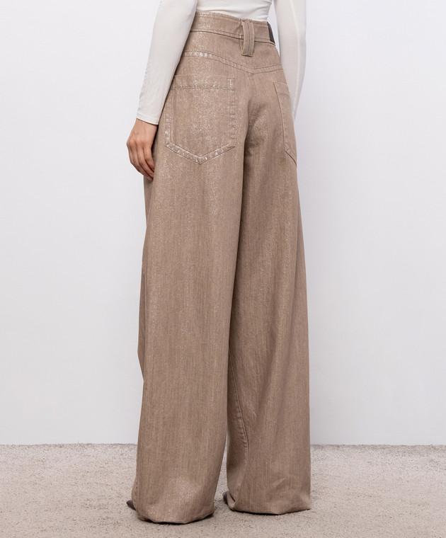 Brunello Cucinelli Бежеві джинси з люрексом MP109P4091 зображення 4