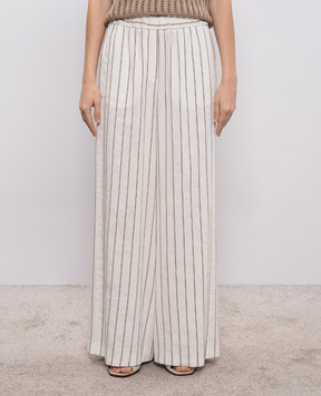 Peserico Білі штани з льоном в смужку A0405200676