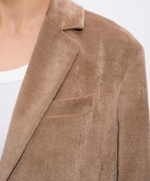 Brunello Cucinelli Коричневый вельветовый жакет MG5477201P изображение 5