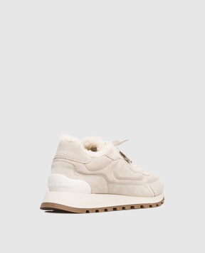 Brunello Cucinelli Бежеві замшеві кросівки на хутрі MZSFG3092