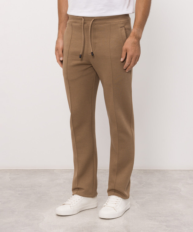 ISAIA Коричневые спортивные штаны с вышивкой эмблемы MP0057J0411 изображение 3