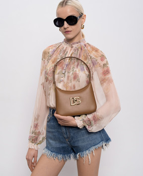 Dolce&Gabbana Коричневая кожаная сумка-хобо 3.5 BB7598AW576