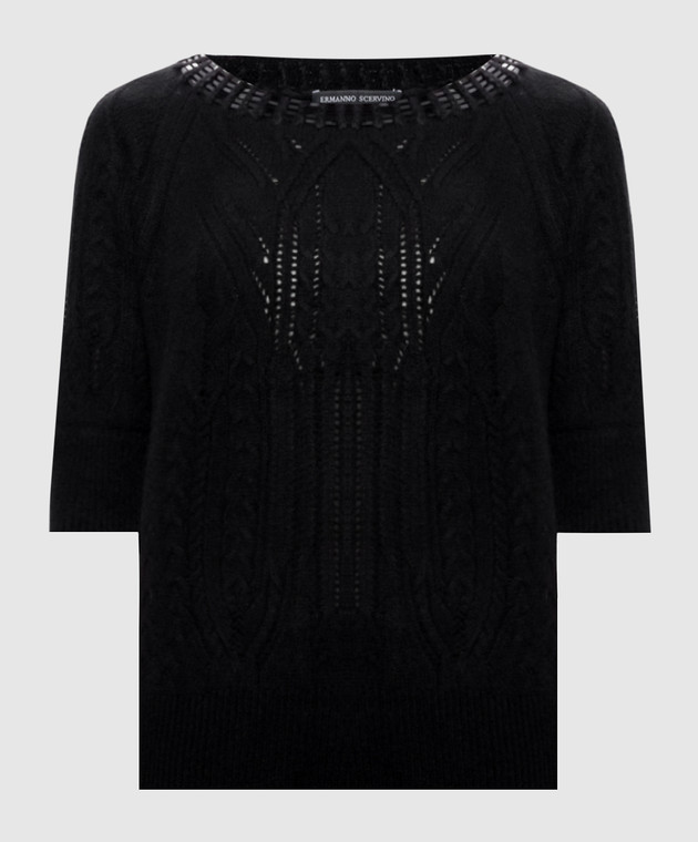 Ermanno Scervino Черный свитер из кашемира с короткими рукавами D495L325RCTZTW