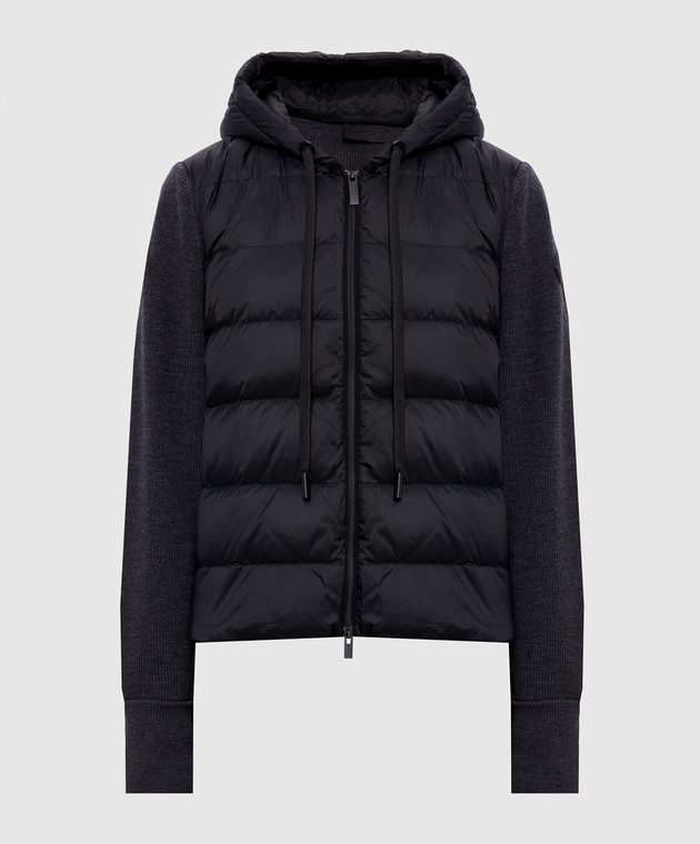 Moncler Черная комбинированная куртка L20939B00019M1131